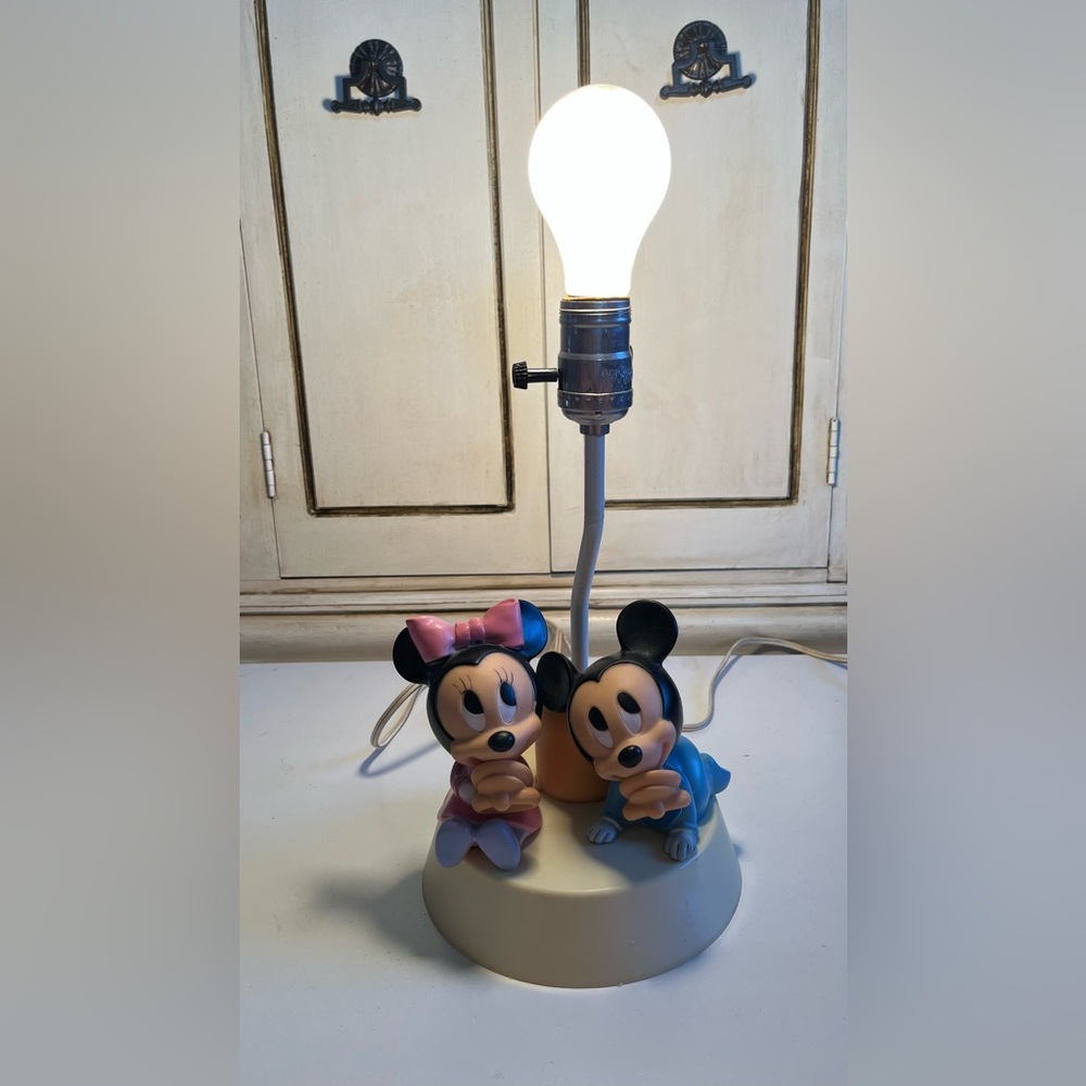 Vintage Baby MICKEY & MINNIE Mouse Nursery Lamp Nightlight Walt Disney kids room